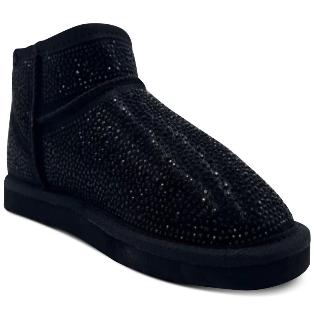 I.N.C. International Ariee Bootie Women 6 Black Rhinestone Faux Fur Boot LION721
